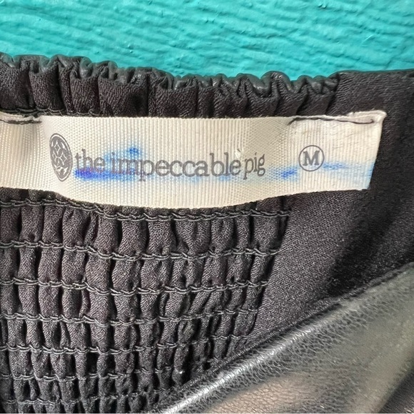 VEGAN LEATHER BABYDOLL MINI DRESS WITH POCKETS SIZE MEDIUM BLACK - Picture 6 of 11